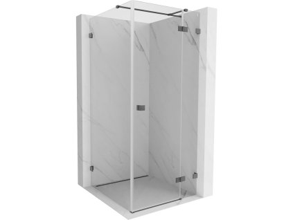 Mexen Lunar T sklápací sprchový kút pravý 120 x 120 cm, priehľadný, pištoľovo šedý kartáčovaný - 834T-120-120-66-00-P