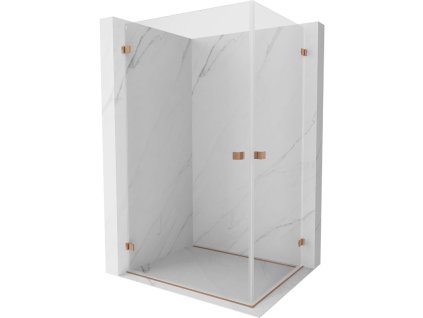 Mexen Lunar-B Duo výklopný sprchový kút 100 x 85 cm, transparentný, brúsená meď - 832-100L-085P-65-00