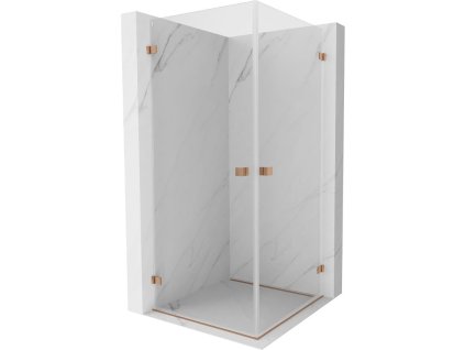 Mexen Lunar-B Duo výklopný sprchový kút 100 x 100 cm, transparentný, brúsená meď - 832-100L-100P-65-00