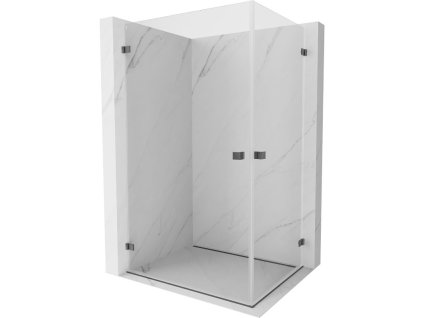 Mexen Lunar-B Duo sklápací sprchový kút 100 x 70 cm, priehľadný, pištoľovo šedý kartáčovaný - 832-100L-070P-66-00