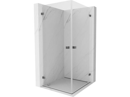 Mexen Lunar-B Duo sklápací sprchový kút 85 x 85 cm, priehľadný, pištoľovo šedý kartáčovaný - 832-085L-085P-66-00