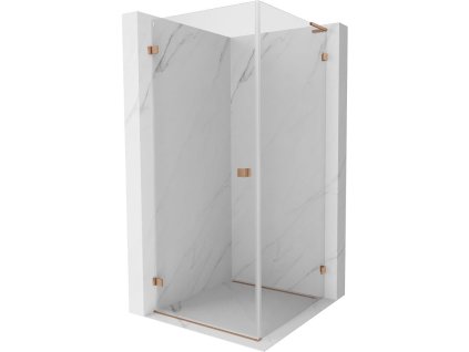 Mexen Lunar-B L sklápací sprchový kút ľavý 70 x 70 cm, transparentný, brúsená meď - 832L-070-070-65-00-L
