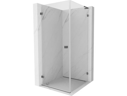 Mexen Lunar-B L sklápací sprchový kút ľavý 70 x 70 cm, priehľadný, pištoľovo šedý kartáčovaný - 832L-070-070-66-00-L