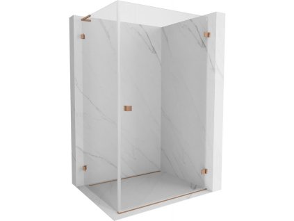 Mexen Lunar-B L pravostranný výklopný sprchový kút 100 x 70 cm, transparentný, brúsená meď - 832L-100-070-65-00-P