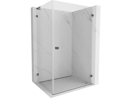 Mexen Lunar-B L pravostranný výklopný sprchový kút 100 x 70 cm, priehľadný, pištoľovo šedý kartáčovaný - 832L-100-070-66-00-P