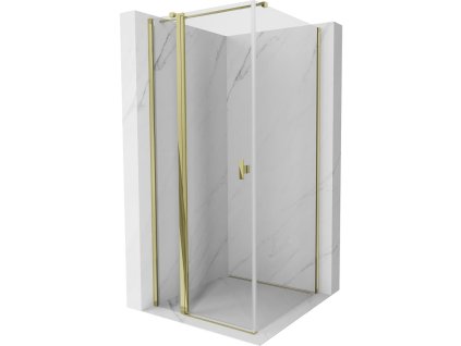 Mexen Mist T sklápací sprchový kút 80 x 80 cm, transparentný, zlatý - 8A4T-080-080-50-00