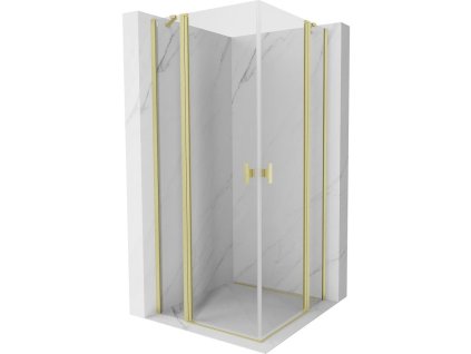 Mexen Mist Duo výklopný sprchový kút 95 x 95 cm, priehľadný, brúsené zlato - 8A4-095-095-55-00
