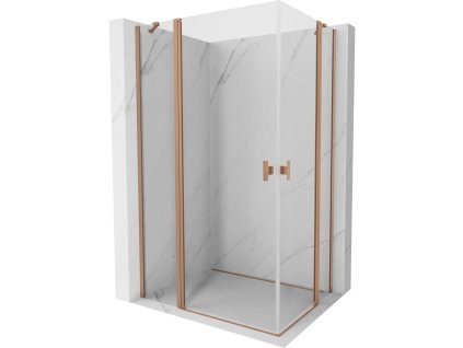 Mexen Mist Duo výklopný sprchový kút 100 x 75 cm, transparentný, brúsená meď - 8A4-100-075-65-00
