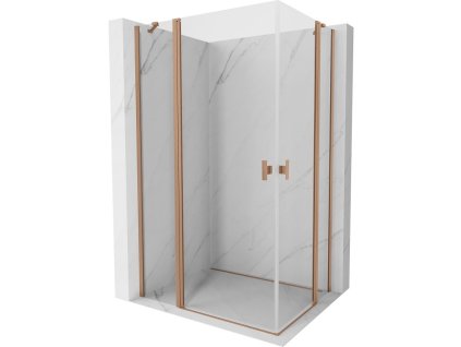 Mexen Mist Duo výklopný sprchový kút 120 x 95 cm, transparentný, brúsená meď - 8A4-120-095-65-00