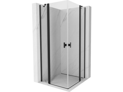 Mexen Mist Duo výklopný sprchový kút 120 x 120 cm, priehľadný, čierny - 8A4-120-120-70-00