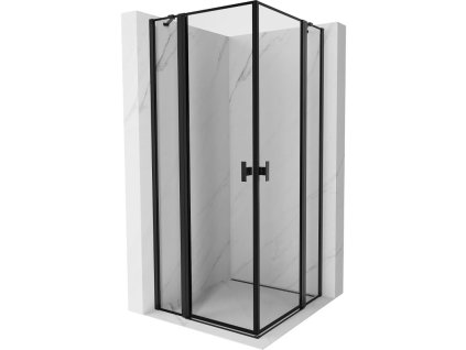 Výklopný sprchový kút Mexen Mist Duo 70 x 70 cm, čierny rám - 8A4-070L-070P-70-70
