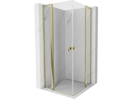 Mexen Mist L Duo výklopný sprchový kút 95 x 95 cm, priehľadný, zlatý - 8A4L-095-095-50-00