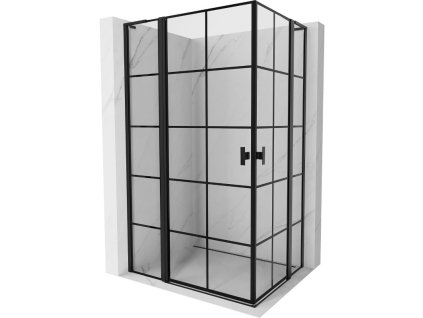 Mexen Mist L Duo výklopný sprchový kút 95 x 90 cm, čierna mriežka - 8A4L-095L-090P-70-77