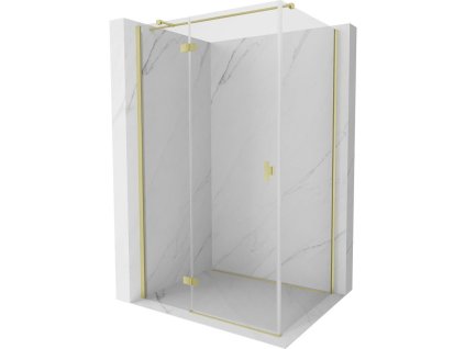 Mexen Mist-H T sklápací sprchový kút ľavý 100 x 80 cm, transparentný, zlatý kartáčovaný - 8A5T-100-080-55-00-L
