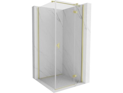 Mexen Mist-H T sklopný pravý sprchový kút 95 x 95 cm, transparentný, brúsené zlato - 8A5T-095-095-55-00-P
