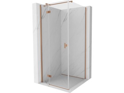 Mexen Mist-H T sklápací sprchový kút ľavý 85 x 85 cm, transparentný, brúsená meď - 8A5T-085-085-65-00-L