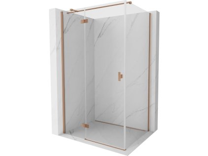 Mexen Mist-H T sklápací sprchový kút ľavý 90 x 95 cm, transparentný, brúsená meď - 8A5T-090-095-65-00-L