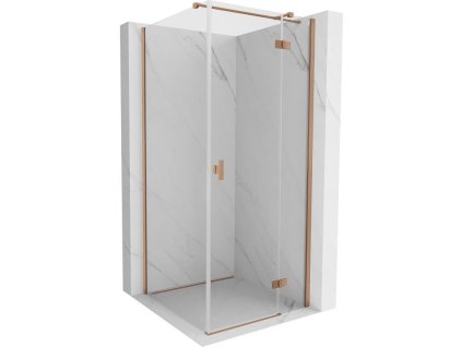 Mexen Mist-H T pravý výklopný sprchový kút 95 x 95 cm, transparentný, brúsená meď - 8A5T-095-095-65-00-P
