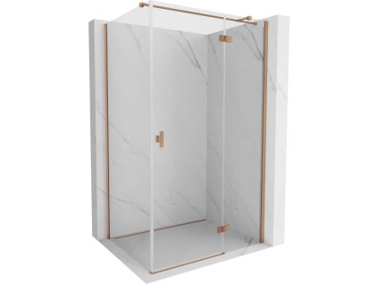 Mexen Mist-H T sklopný pravý sprchový kút 70 x 110 cm, transparentný, brúsená meď - 8A5T-070-110-65-00-P