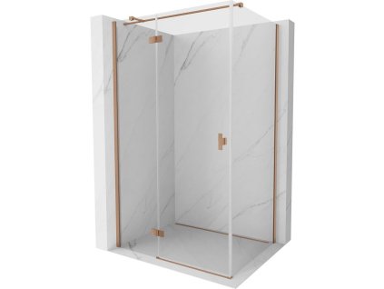 Mexen Mist-H T sklápací sprchový kút ľavý 90 x 110 cm, transparentný, brúsená meď - 8A5T-090-110-65-00-L