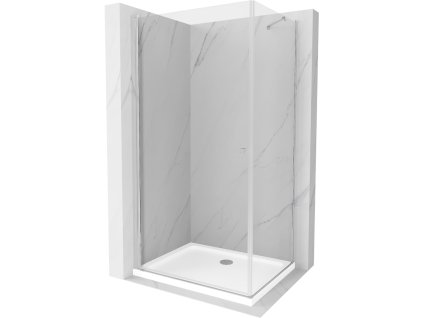 Mexen Pretoria sprchový kút otvárací 100 x 90 cm, priehľadné sklo, profil chróm + Flat sprchová vanička, biela - 852-100-090-01-00-4010