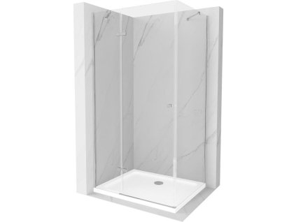 Mexen Roma sprchový kút skladací 90 x 100 cm, priehľadné sklo, profil chróm + sprchová vanička Flat - 854-090-100-01-00-4010