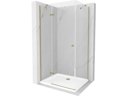 Mexen Roma sprchový kút skladací 80 x 100 cm, priehľadné sklo, profil zlatý + sprchová vanička Flat - 854-080-100-50-00-4010
