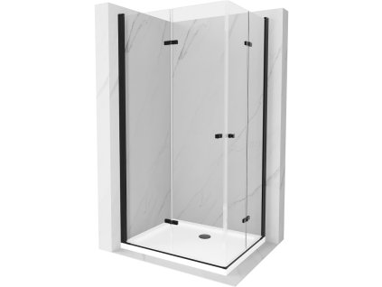 Mexen Lima Duo sprchový kút skladací  100 x 90 cm, priehľadné sklo, profil čierny + Flat sprchová vanička, biela - 856-100-090-70-02-4010B