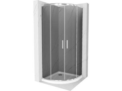 Mexen Rio sprchový kút štvrťkruhový 90 x 90 cm, šedé sklo, profil chróm + sprchová vanička Flat, biela - 863-090-090-01-40-4110