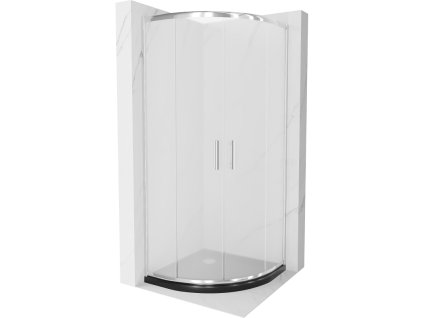 Mexen Rio sprchový kút štvrťkruhový 80 x 80 cm, námraza, profil chróm + sprchová vanička Flat, čierna - 863-080-080-01-30-4170