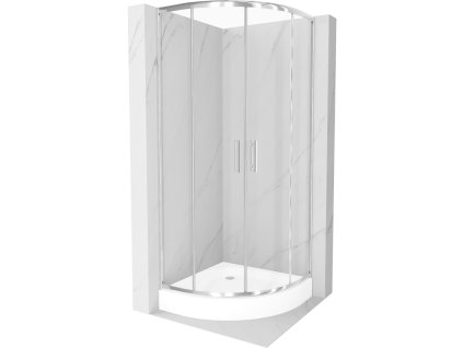 Mexen Rio sprchový kút štvrťkruhový 90 x 90 cm, priehľadné sklo, profil chróm + sprchová vanička Rio, biela - 863-090-090-01-00-4710