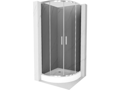 Mexen Rio sprchový kút štvrťkruhový 80 x 80 cm, šedé sklo, profil chróm + sprchová vanička Rio, biela - 863-080-080-01-40-4710