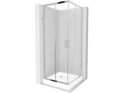 Mexen Rio sprchový kút štvorcový 80 x 80 cm, priehľadné sklo, profil chróm + sprchová vanička Rio, biela - 860-080-080-01-00-4510