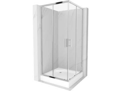 Mexen Rio sprchový kút štvorcový 90 x 90 cm, priehľadné sklo, profil chróm + sprchová vanička Rio, biela - 860-090-090-01-00-4510