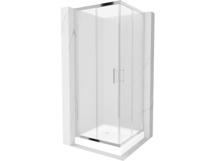 Mexen Rio sprchový kút štvorcový 80 x 80 cm, námraza, profil chróm + sprchová vanička Rio, biela - 860-080-080-01-30-4510