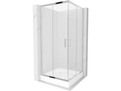 Mexen Rio sprchový kút štvorcový 90 x 90 cm, námraza, profil chróm + sprchová vanička Rio, biela - 860-090-090-01-30-4510
