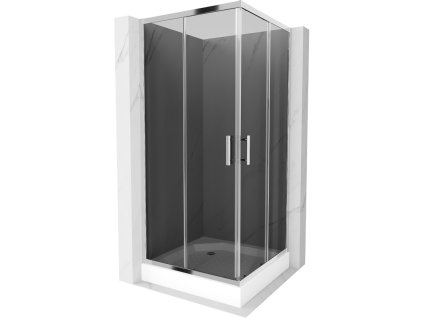 Mexen Rio sprchový kút štvorcový 90 x 90 cm, šedé sklo, profil chróm + sprchová vanička Rio, biela - 860-090-090-01-40-4510