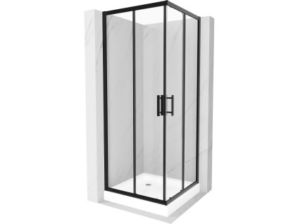 Mexen Rio sprchový kút štvorcový 70 x 70 cm, priehľadné sklo, profil čierny + sprchová vanička Rio, biela - 860-070-070-70-00-4510