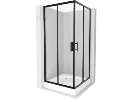 Mexen Rio sprchový kút štvorcový 90 x 90 cm, priehľadné sklo, profil čierny + sprchová vanička Rio, biela - 860-090-090-70-00-4510
