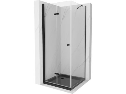 Mexen Lima sprchový kút skladací  90 x 90 cm, priehľadné sklo, čierna + Flat sprchová vanička, čierna - 856-090-090-70-00-4070B