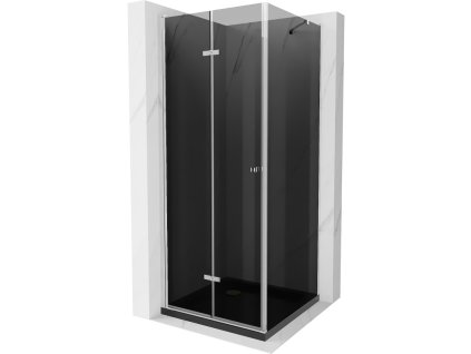 Mexen Lima sprchový kút skladací  90 x 90 cm, šedé sklo, profil chróm + Flat sprchová vanička, čierna - 856-090-090-01-40-4070