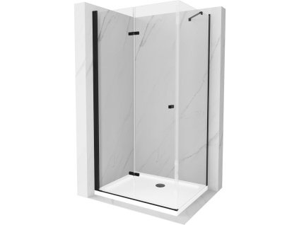 Mexen Lima sprchový kút skladací  100 x 80 cm, priehľadné sklo, profil čierny + Flat sprchová vanička, biela - 856-100-080-70-00-4010B