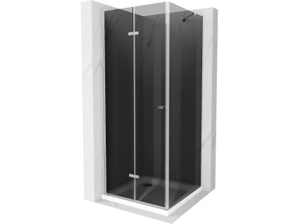 Mexen Lima sprchový kút skladací  90 x 90 cm, šedé sklo, profil chróm + Flat sprchová vanička, biela - 856-090-090-01-40-4010