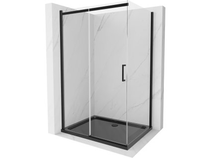 Mexen Omega sprchový kút posuvné dvere 100 x 90 cm, priehľadné sklo, profil čierny + Flat sprchová vanička, čierna - 825-100-090-70-00-4070B