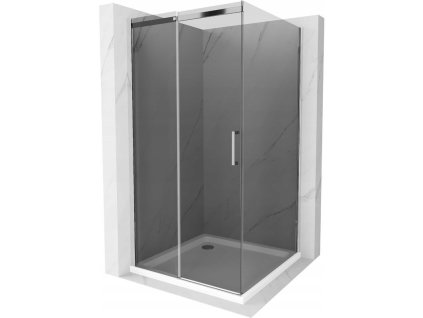 Mexen Omega sprchový kút posuvné dvere 100 x 100 cm, šedé sklo, profil chróm + Flat sprchová vanička, biela - 825-100-100-01-40-4010