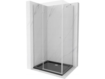 Mexen Roma sprchový kút skladací 90 x 120 cm, priehľadné sklo, profil chróm + sprchová vanička Flat, čierna - 854-090-120-01-00-4070