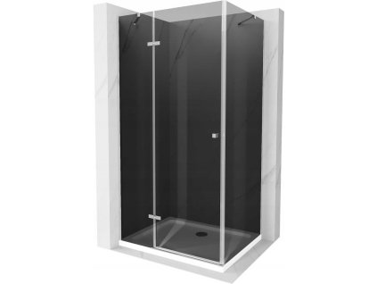 Mexen Roma sprchový kút skladací 80 x 90 cm, šedé sklo, profil chróm + sprchová vanička Flat, biela - 854-080-090-01-40-4010