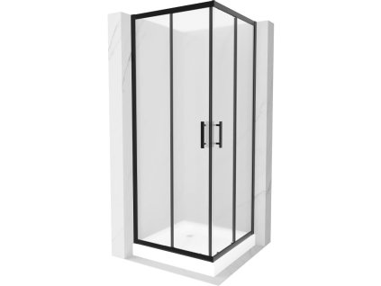 Mexen Rio sprchový kút štvorcový 70 x 70 cm, námraza, profil čierny + sprchová vanička Rio, biela - 860-070-070-70-30-4510