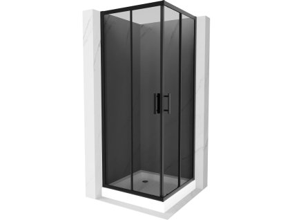 Mexen Rio sprchový kút štvorcový 70 x 70 cm, šedé sklo, profil čierny + sprchová vanička Rio, biela - 860-070-070-70-40-4510