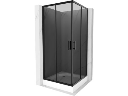 Mexen Rio sprchový kút štvorcový 90 x 90 cm, šedé sklo, profil čierny + sprchová vanička Rio, biela - 860-090-090-70-40-4510